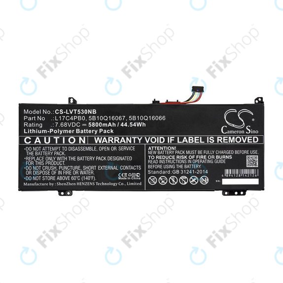 Batteria per Lenovo Air 14, Flex 6, Ideapad 530, Yoga 530, L17C4PB0, Li-Pol, 5800mAh, 7.68V, HQ
