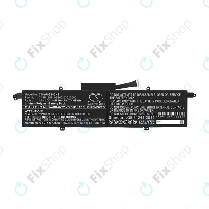 Batteria per Asus ROG Zephyrus G14 GA401, C41N1908, Li-Pol, 4850mAh, 15.4V, HQ