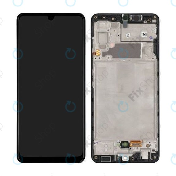 Schermo per Samsung A32 A325F, Awesome Black, Vetro touch con cornice, GH82-25566A, GH82-25579A, Genuine Service Pack