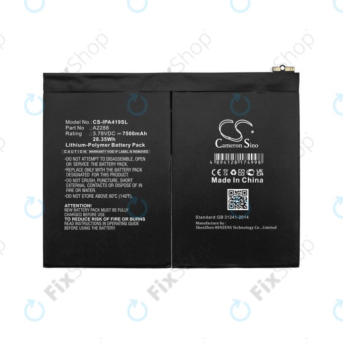 Batteria A2288 per Apple iPad Air (4th Gen 2020), (5th Gen 2022), 11" (2024), 7500mAh, HQ