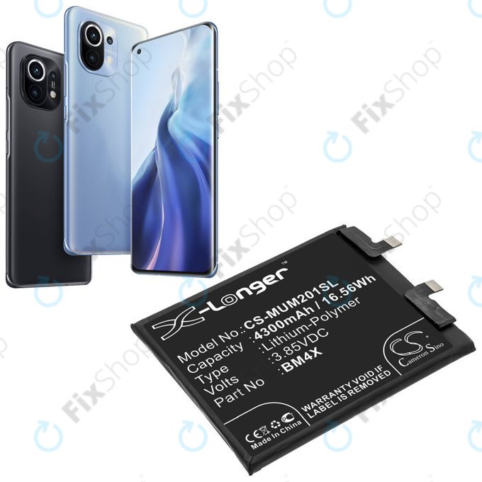 Batteria per Xiaomi Mi 11, 4300mAh, Li-Pol, 3.85 V, BM4X, HQ