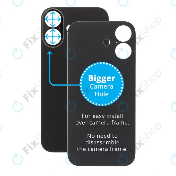 Vetro della scocca posteriore per iPhone 17, Black, con fGold fotocamera più grande