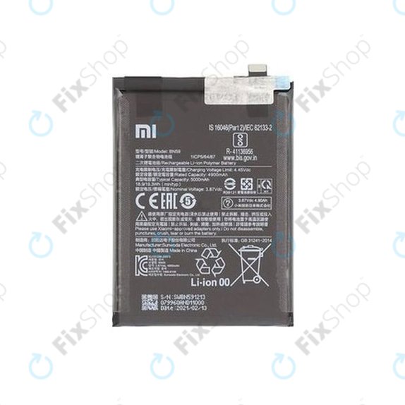 Batteria per Xiaomi Redmi Note 10, Note 10S M2101K7BG M2101K7BI, BN59, 46020000645Z, 5000mAh, Genuine Service Pack