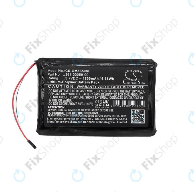 Batteria per Garmin Zumo 340LM, 350LM, 390LM, 361-00059-00, Li-Pol, 1800mAh, 3.7V, HQ