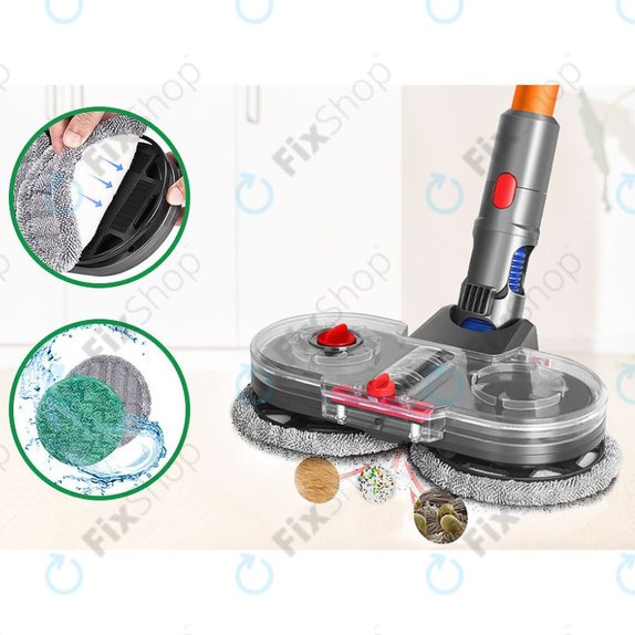 Testa mop elettrica con serbatoio d'acqua per Dyson seriess V, Outsize