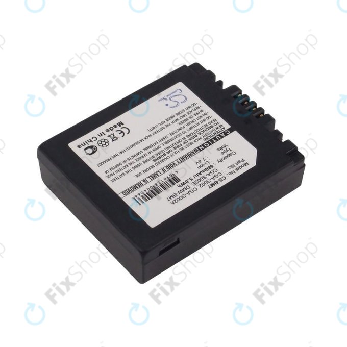 Batteria per Panasonic DMC-FZ10, CGA-S002, Li-Ion, 680mAh, 7.4V, HQ