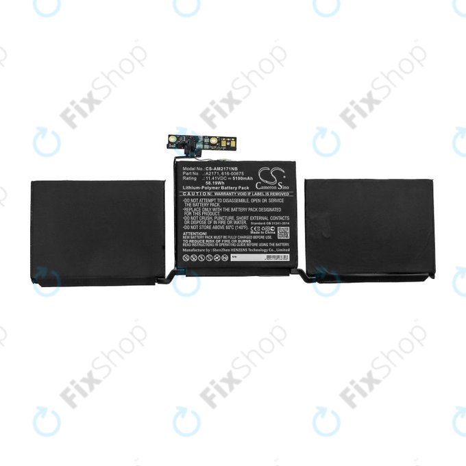 Batteria A2171 per MacBook Pro 13" A2159 (2019), A2289 (2020), A2338 (2020), 5100mAh, HQ
