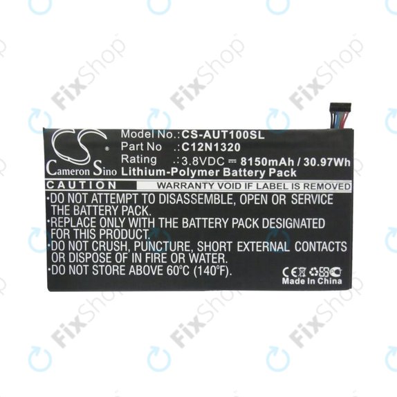 Batteria per Asus Transformer Book T100, C12N1320, Li-Pol, 3.8V, 8150mAh, HQ
