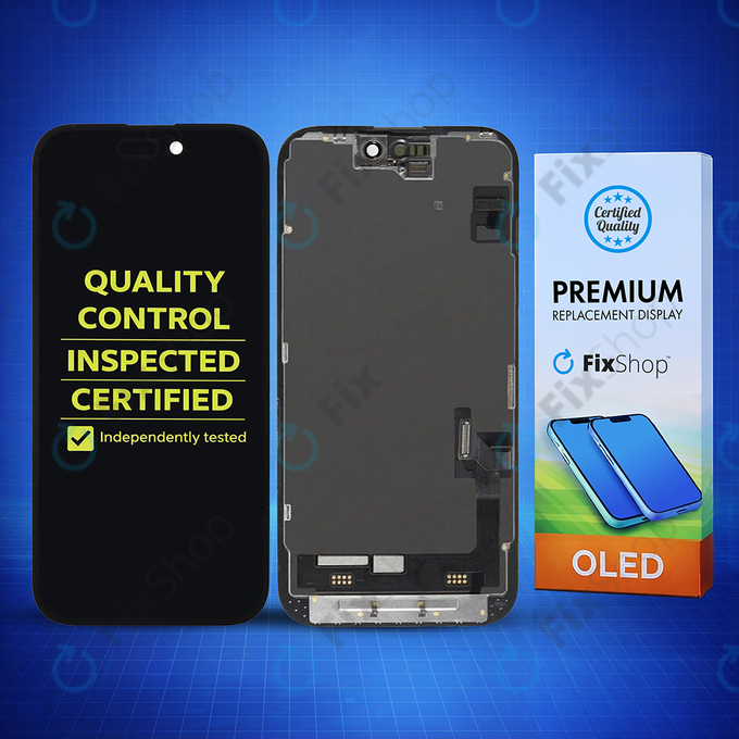 Schermo Hard OLED per iPhone 15, Vetro touch con cornice, FixPremium