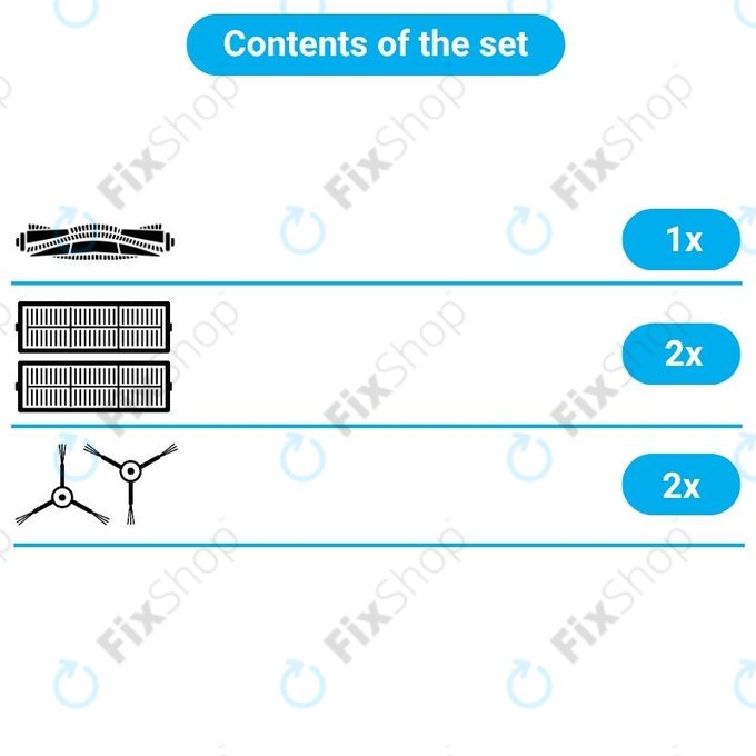 Set di ricambio per Xiaomi Robot Vacuum X10 (1x Spazzola principale, 2x Filtri, 2x Spazzole laterali)