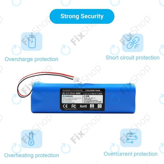 Batteria per Xiaomi Roidmi EVE Plus, Viomi, Lydsto, Proscenic, Tefal, XJT-2P4S-6800, Li-Ion, 6800mAh, 14.4V