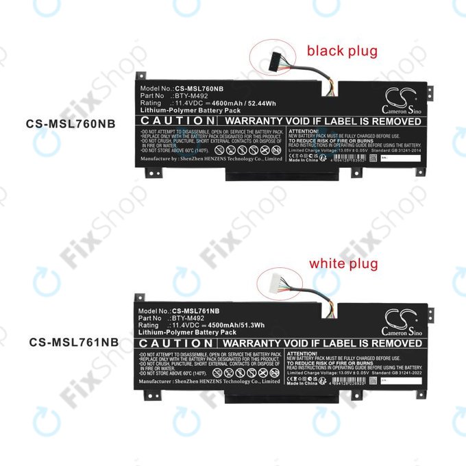 Batteria per MSI Pulse GL76, Katana GF66, Bravo 15, Crosshair 17, BTY-M492, Li-Pol, 4600mAh, 11.4V, HQ