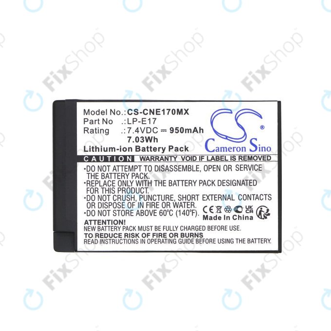 Batteria per Canon EOS, LP-E17, Li-Ion, 950mAh, 7.4V, HQ