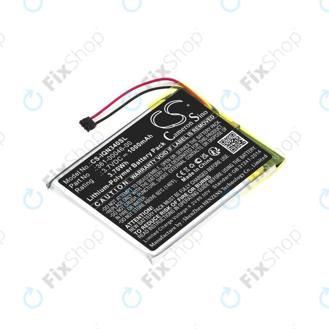 Batteria per Garmin Dash Cam 20, Nüvi 3400, 361-00046-00, Li-Pol, 1000mAh, 3.7V, HQ