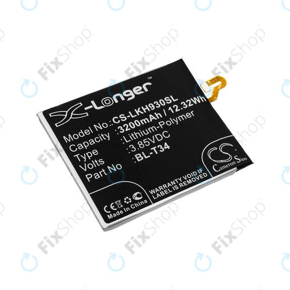 Batteria per LG H930, V30, V35, BL-T34, Li-Pol, 3.85V, 3200mAh, HQ
