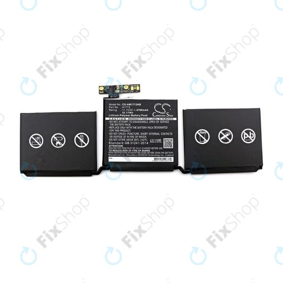 Batteria A1713 per MacBook Pro 13" A1708 (Late 2016 - Mid 2017), 4700mAh, HQ