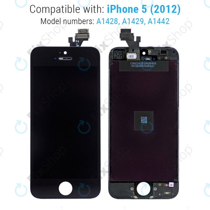 Schermo per iPhone 5, Black, Vetro touch con cornice