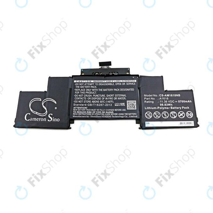 Batteria A1618 per MacBook Pro 15" A1398 (Mid 2015), 8700mAh, HQ
