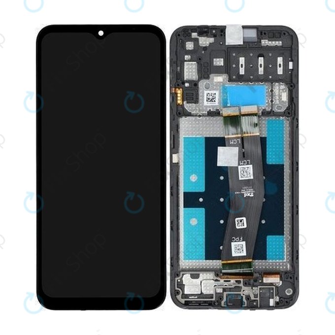 Schermo per Samsung A14 A145R, Black, Vetro touch con cornice, GH81-23541A, GH81-23540A, Genuine Service Pack