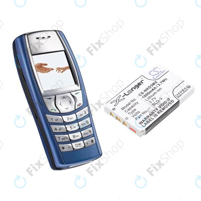 Batteria per Nokia 7250i, 6610, 6585, 6560, 6200, 6220, BLD-3, Li-Ion, 3.7V, 1000mAh, HQ