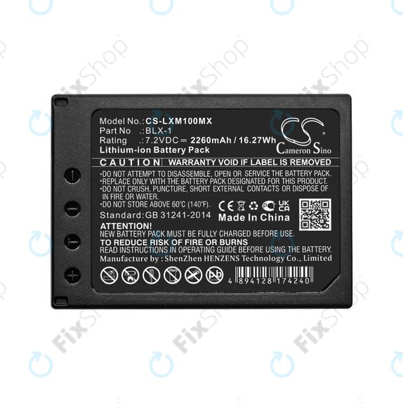 Batteria per Olympus OM SYSTEM OM-1, OM-1 Mirrorless, BLX-1, Li-Ion, 2260mAh, 7.2V, HQ