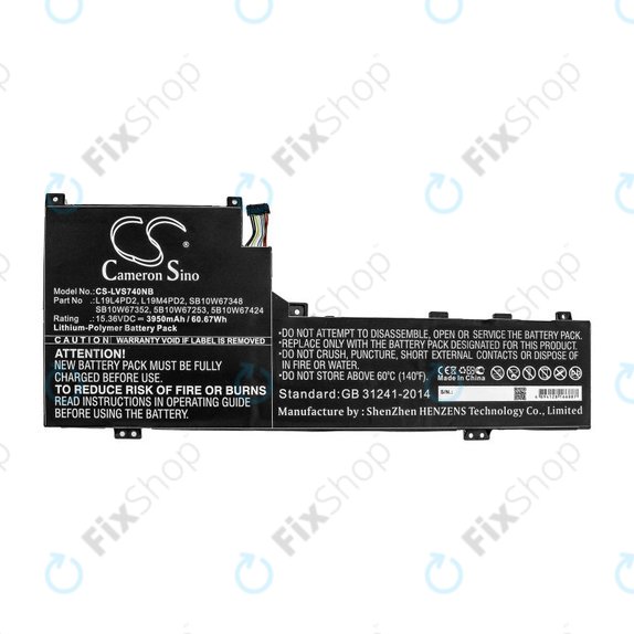 Batteria per Lenovo Yoga S740 14, IdeaPad S740-14IIL, L19L4PD2, Li-Pol, 3950mAh, 15.36V, HQ