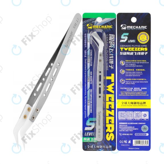 Pinzetta ceramica di precisione resistente al calore con punta curva, Mechanic SM-17
