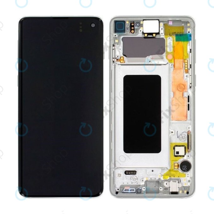 Schermo per Samsung S10 G973F, Prism White, Vetro touch con cornice, GH82-18850B, GH82-18835B, Genuine Service Pack