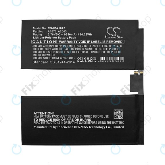 Batteria A1876 per Apple iPad Pro 12.9" (3rd Gen 2018), iPad Pro 12.9" (4th Gen 2020), A2043, 9650mAh, HQ