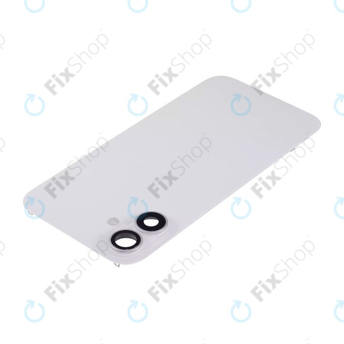 Vetro scocca posteriore per iPhone 16 Plus, White, con lente fotocamera, piastra metallica e magnete MagSafe