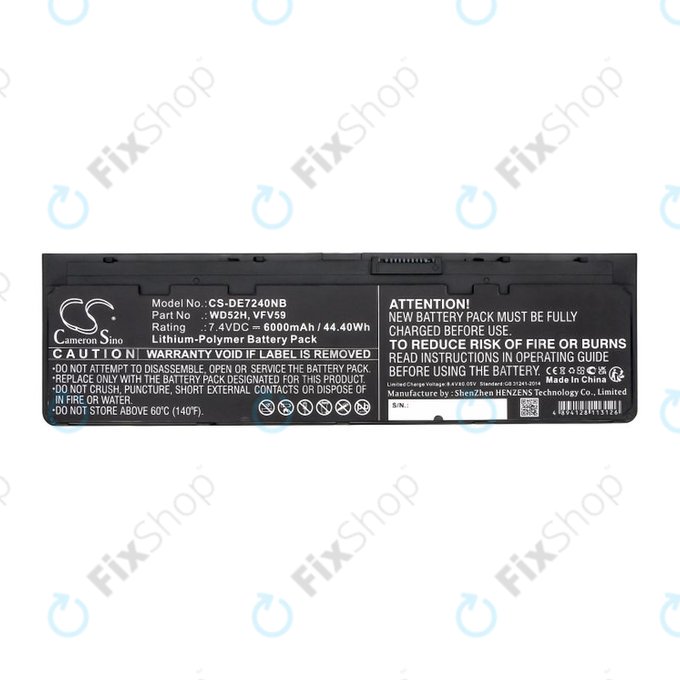 Batteria per Dell Latitude E7240, 7250, 12, VFV59, Li-Pol, 6000mAh, 7.4V, HQ