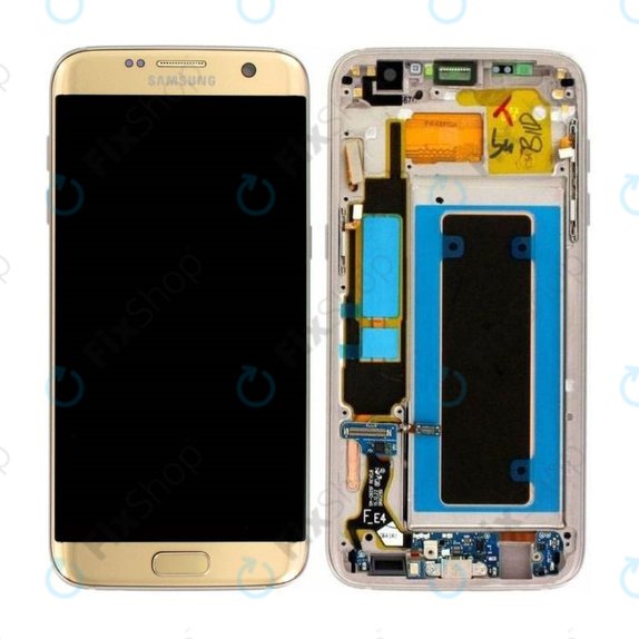 Schermo per Samsung S7 Edge G935F, Gold, Vetro touch con cornice, GH97-18533C, GH97-18594C, GH97-18767C, Genuine Service Pack