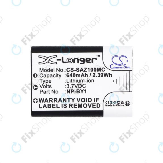 Batteria per Sony HDR-AZ1, NP-BY1, Li-Ion, 640mAh, 3.7V, HQ