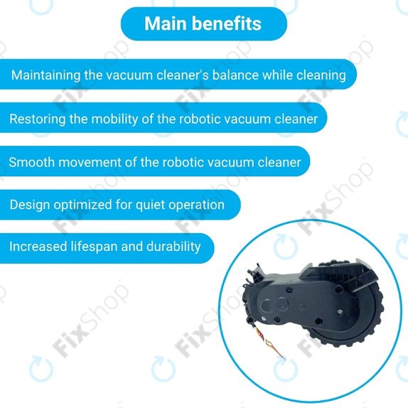 Ruota con motore (sinistra) per Xiaomi Mijia E10, E12, Mi Robot Vacuum Mop 2 Lite, 2 Pro, Black