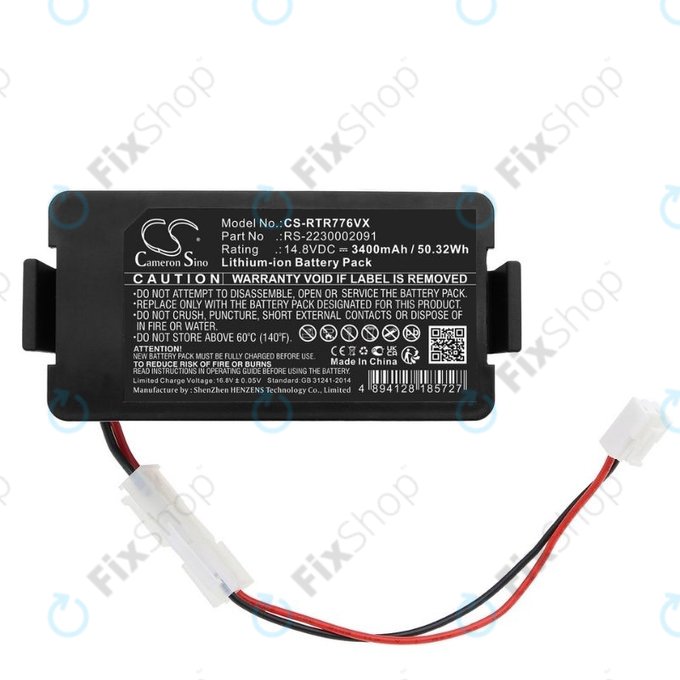 Batteria per Rowenta RR7774, RR7755, Tefal RG7765, RS-2230002091, Li-Ion, 3400mAh, 14.8V, HQ