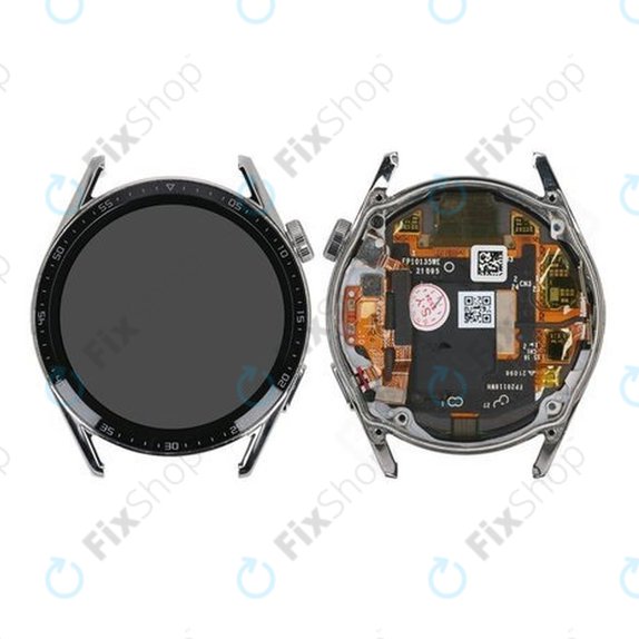 Schermo per Huawei Watch GT 3 JPT-B19 46mm, Vetro touch con cornice, Silver, 02354QMS, Genuine Service Pack