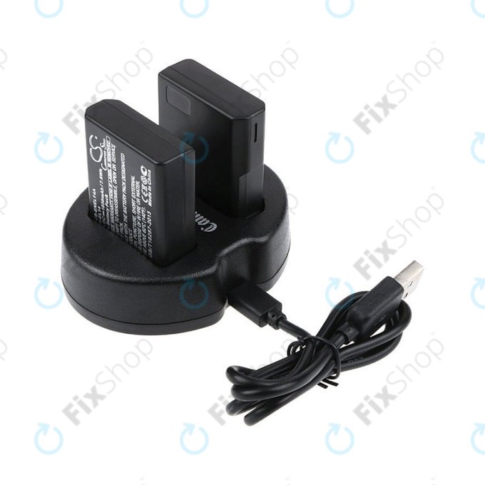 Batteria per Nikon Coolpix P7000, P7700, D3100, D3200, D5100, 1030mAh, Li-Ion, 7.4V, EN-EL14, 2pz con caricabatterie, HQ