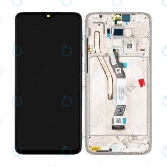 Schermo per Xiaomi Redmi Note 8 Pro, Pearl White, Vetro touch con cornice, 56000300G700, Genuine Service Pack