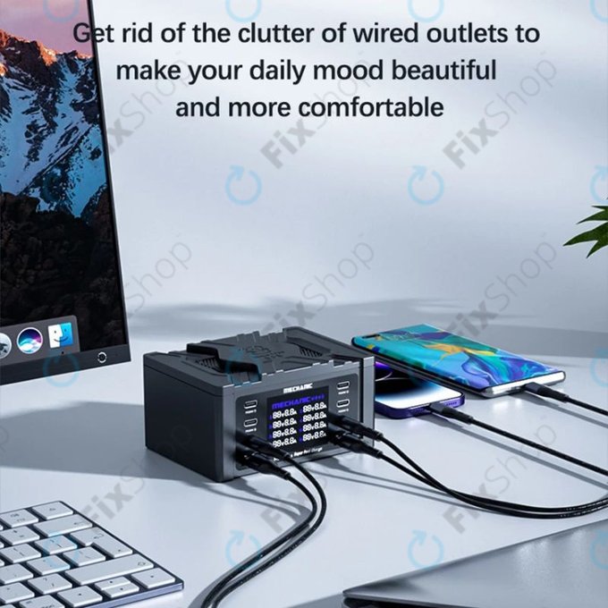 Stazione di ricarica USB con USB-C e USB 3.0, Mechanic V-Power 8 Pro