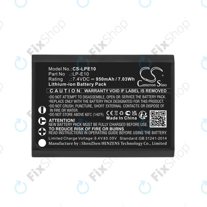 Batteria per Canon EOS 1100D, EOS 1300D, LP-E10, Li-Ion, 950mAh, 7.4V, HQ
