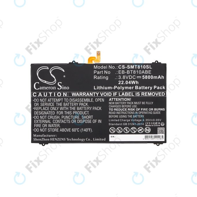 Batteria per Samsung Galaxy Tab S2, EB-BT810ABE, Li-Pol, 3.8V, 5800mAh, HQ