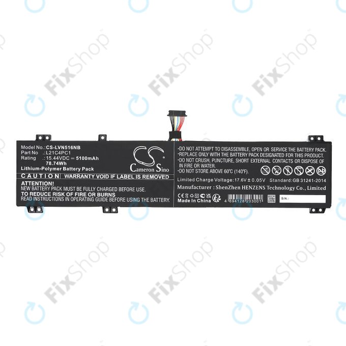 Batteria per Lenovo Legion 5 15ARH7H, 82RD0002SB, L21C4PC1, Li-Pol, 5100mAh, 15.44V, HQ