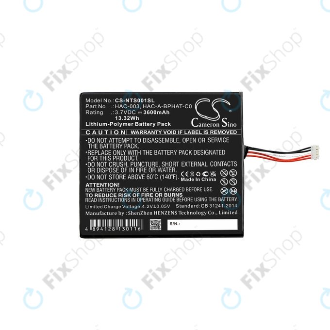 Batteria per Nintendo Switch, 3600mAh, Li-Pol, 3.7 V, HAC-003, HQ