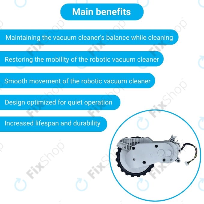 Ruota con motore (destra) per Xiaomi Mijia E10, E12, Mi Robot Vacuum Mop 2 Lite, 2 Pro, White