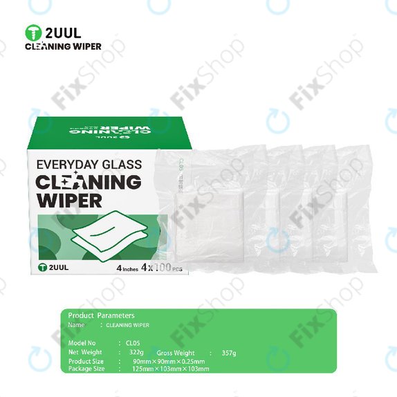 Panni per la pulizia del vetro senza pelucchi, 2UUL CL05, 4 × 100 pz./scatola