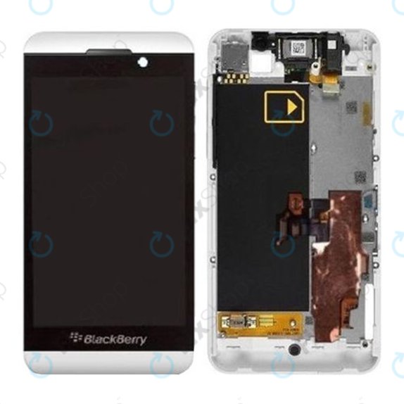Schermo per Blackberry Z10, White, Vetro touch con cornice