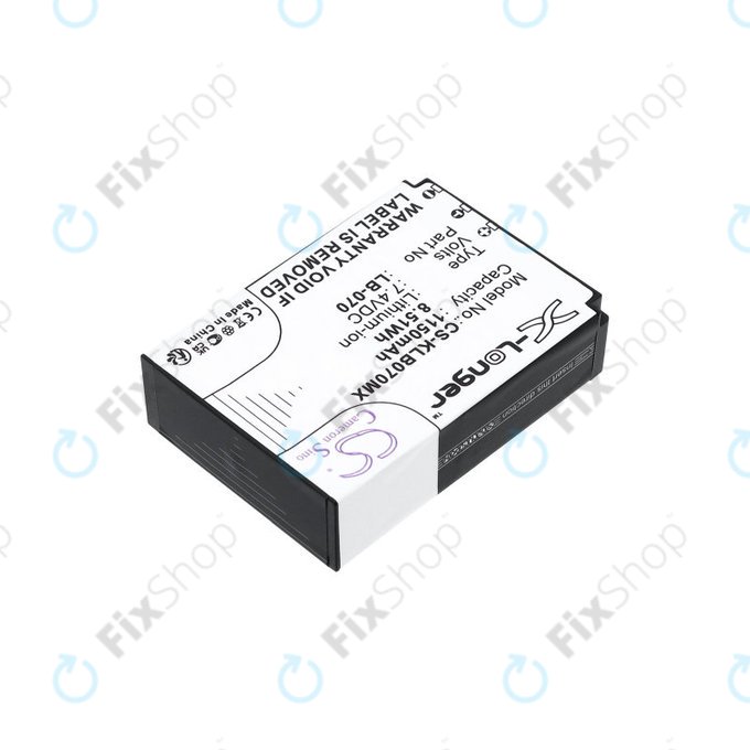 Batteria per Kodak PIXPRO S1, AZ651, AZ652, AZ901, LB-070, Li-Ion, 1150mAh, 7.4V, HQ