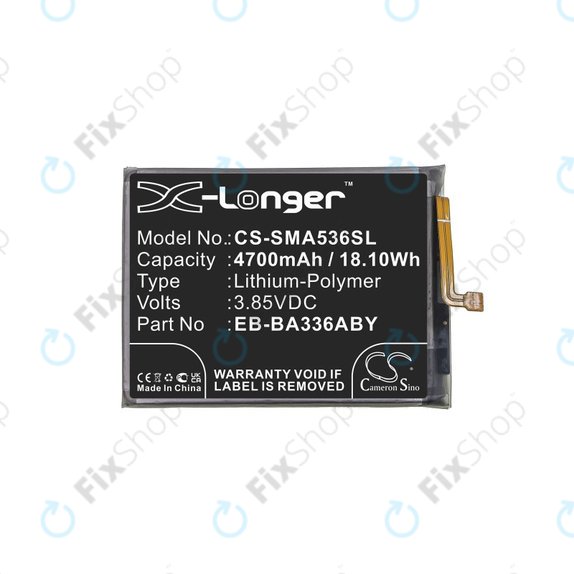Batteria per Samsung A33 A336B, A53 A536B, 4700mAh, Li-Pol, 3.85 V, EB-BA336ABY, HQ
