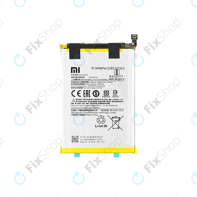 Batteria per Xiaomi Redmi 9A, A1, A2, BN56, BN5F, 46020000425D, 5000mAh, Genuine Service Pack