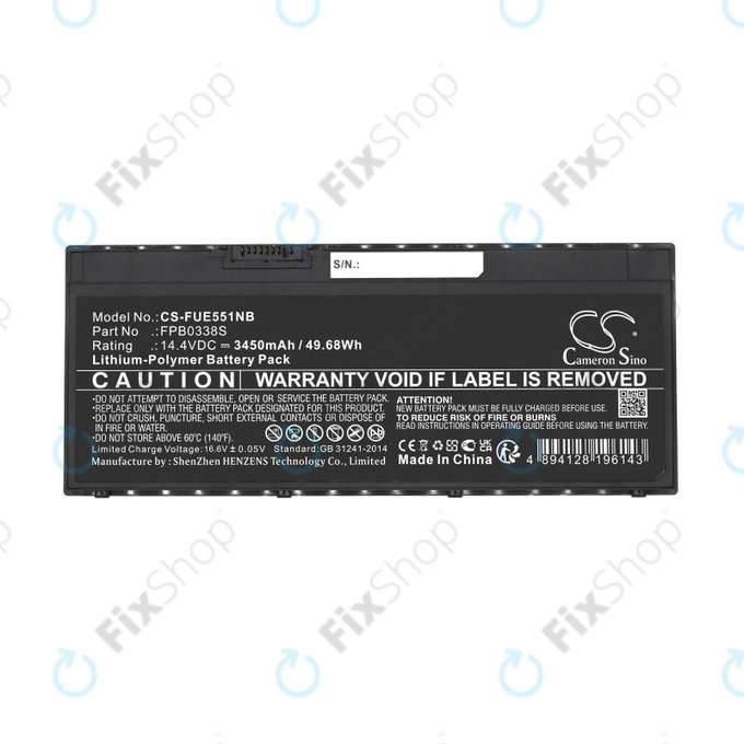 Batteria per Fujitsu Lifebook E4411, E448, E458, FPB0338S, Li-Pol, 3450mAh, 14.4V, HQ